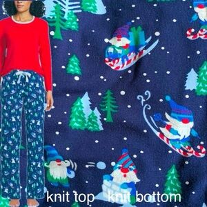LANDSEND Pajamas Set Cotton Knit Long Sleeve Top and Long Pants